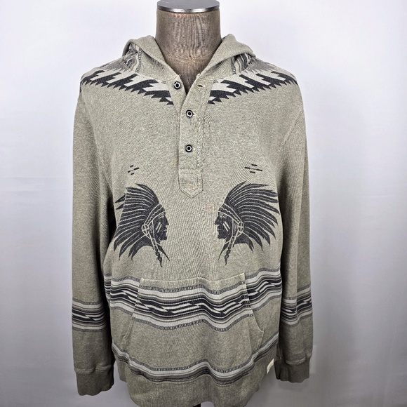 RALPH LAUREN DENIM & SUPPLY AZTEC CHIEF HENLEY HOODIE SWEATSHIRT MENS - Picture 1 of 10